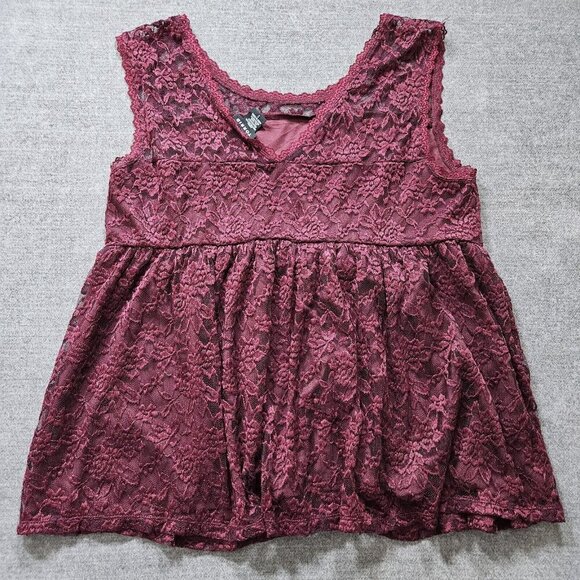 Top Womens 2X Lot Of 2 Black Burgundy Torrid Laura Ruffles Lined Lace Boho Party - Picture 6 of 15